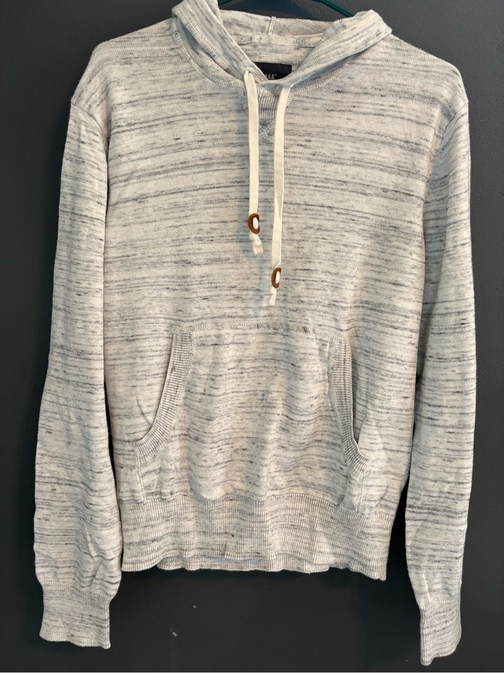 H&M L.O.G.G. Men's M Gray Marled Knit Hoodie Pullover Sweater